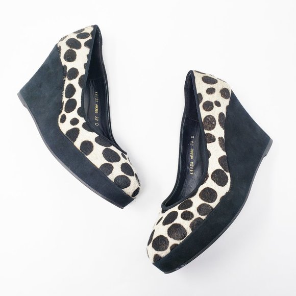 Boden Animal Print Fur Wedge Platform Heels